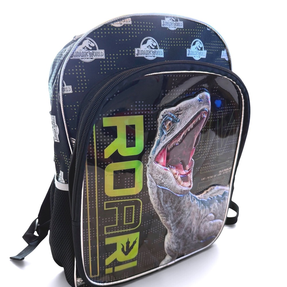 Jurassic World Blue Velociraptor Roar Backpack Black Lime Green Isla Nublar NWOT